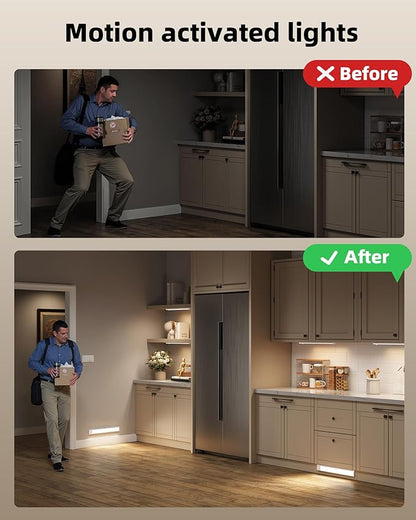 Under Cabinet Lighting Wireless,Rechargeable Battery Motion Sensor Light Indoor,LED Closet Lights USB Charging,3 Color Dimmable Under Cabinet Lights for Kitchen, Cabinet, Wardrobe (3 Pcs) 16inch