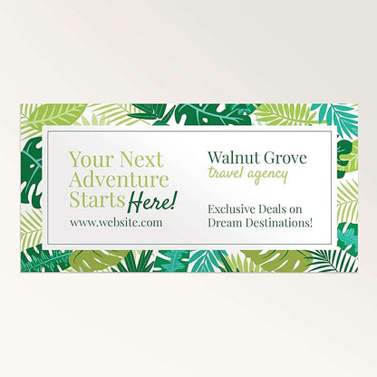 Staples Custom Scrim Vinyl Banner - 96W" x 24L" Quote Banner with 4 Grommets - Durable Outdoor Sign for Events, Promotions, and Business Advertising (Palms)