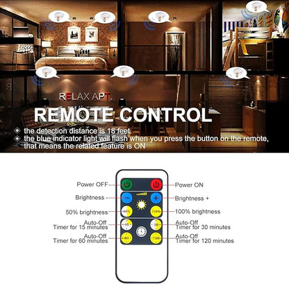 LED Spotlight, Battery Powered Picture Lights, Uplighting Indoor, Puck Lights with Remote, Stick Spot Light for Wall Display Picture Dartboard Painting Artwork Accent Closet-4Pack
