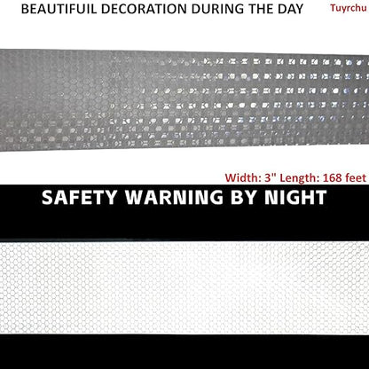 White Reflective Tape Outdoor Waterproof 3 inch Wide, High Visibility Warning Industrial Marking Tape,Safety Stickers (168 feet)