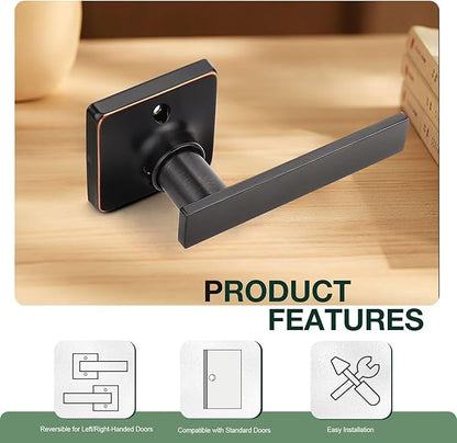 GOBEKOR 1 Pack Oil Rubbed Bronze Door Handles Interior Single Dummy Door Handle for Closets Keyless Bronze Lever Interior Closet Door Levers