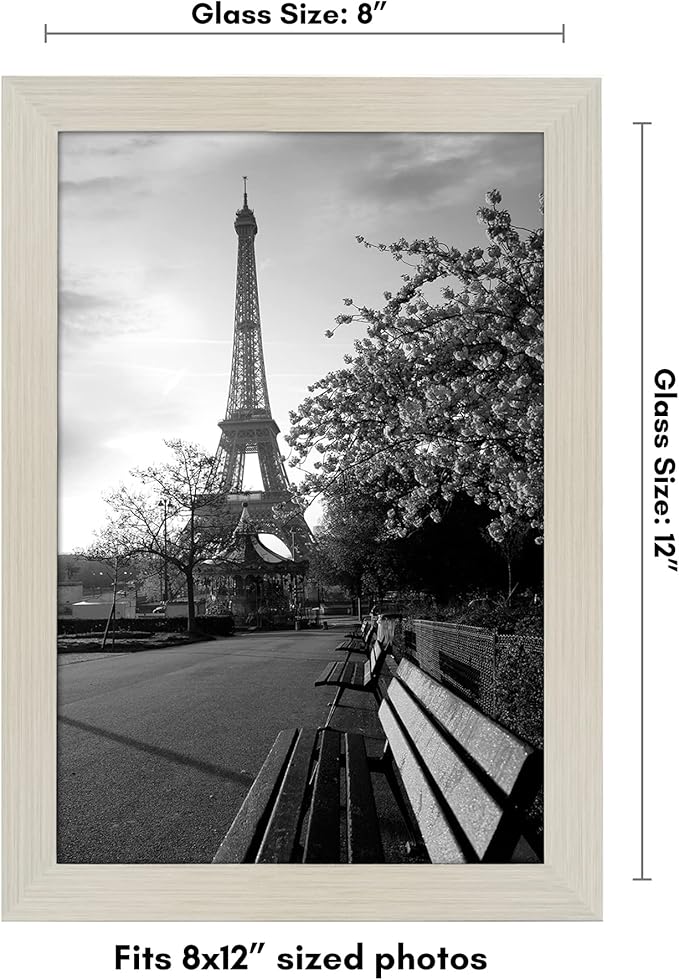 Americanflat 8x12 Picture Frame with Shatter-Resistant Glass - Signature Collection - Gallery-Style Frames Made of Engineered Wood - Photo Frame for Tabletop and Wall Display - Light Wood