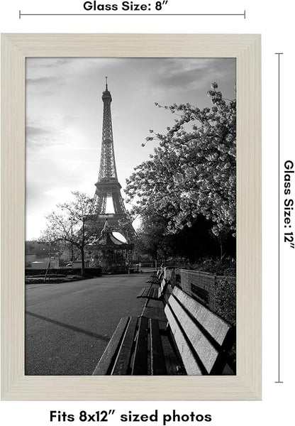 Americanflat 8x12 Picture Frame with Shatter-Resistant Glass - Signature Collection - Gallery-Style Frames Made of Engineered Wood - Photo Frame for Tabletop and Wall Display - Light Wood