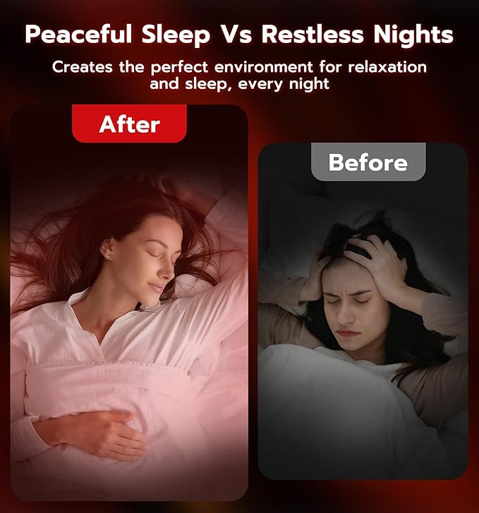 Anweller Smart Red Light Therapy Sleep Device White Noise Sound Machine with 5-Level Red Night Light (620–690nm) 32 White Noise Smart App Control Timer & Wake-Up Alarm Clock