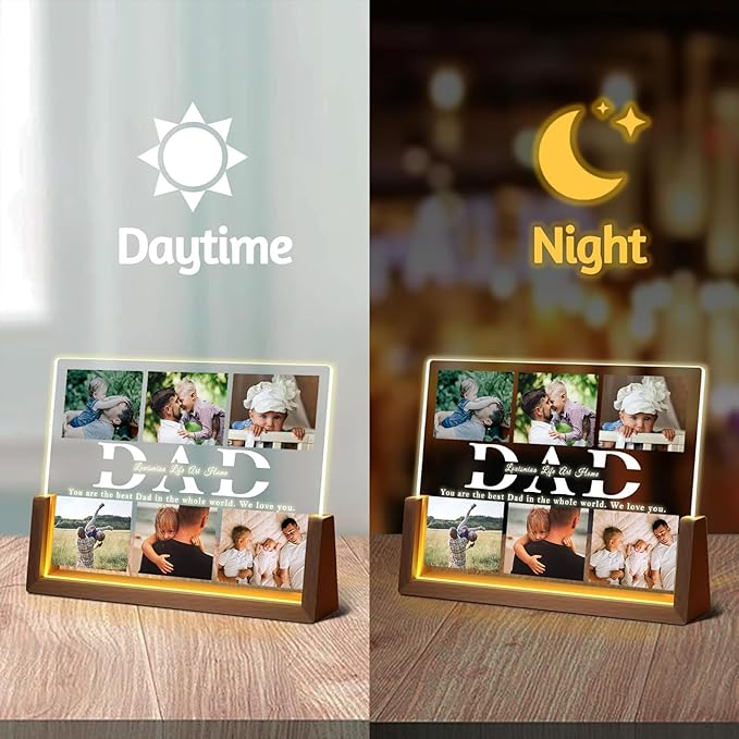 LOUISMIAA Customized Picture Frames Night Light,Decorative Plaque Anniversary Birthday Mother’s Day Father’s Day Valentine’s Personalized Gifts for Boyfriend Girlfriend Couple Women Same Day Shipping