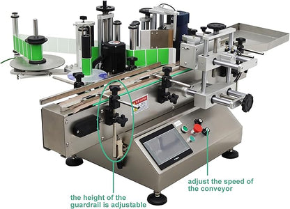 Automatic Round Bottle Labeling Machine Label Sticking Pasting Machine with Conveyor Bottle Diameter 0.78-4.72inch 360°Labeling