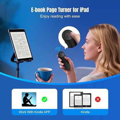 TikTok Scrolling Ring with Gesture Control- Bluetooth Phone Remote Control with Air Mouse, Ebook Page Turner, YouTube & Instagram Compatible, Camera Shutter, for iOS&Android Compatible, Black