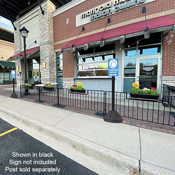 Plasticade Roll-A-Post Portable Sign Post with 60" Power Post Plastic Signpost, Designed for Schools, Sidewalks or Parking Lots, Durable and Resistant to Weathering, Blue Base with Black Post