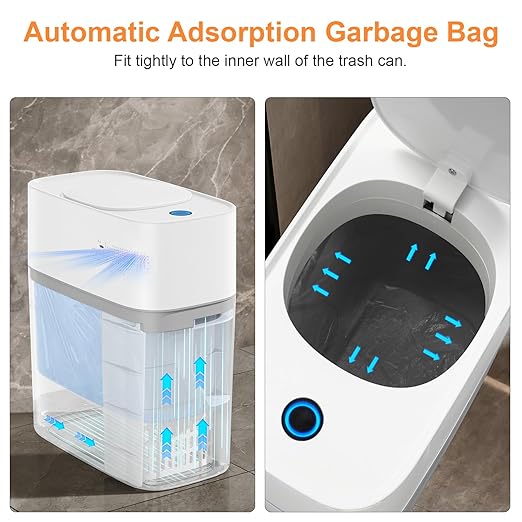 MOPALL Automatic Motion Sensor Bathroom Trash Can with Lid, 3 Gal Touchless Trash Can Auto-Adsorption Garbage Can, Slim Smart Trash Bin Waterproof Waste Basket for Bedroom, Kitchen, Office, Toilet, RV