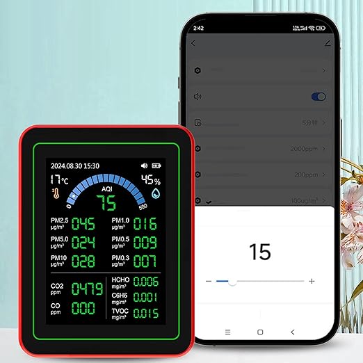Marhynchus 18 in 1 Indoor Air Quality Monitor Air Quality Tester Air Quality Detector with CO2 TVOC HCHO PM2.5 PM10 Temp Humidity Sensor & Data Storage for Home Office