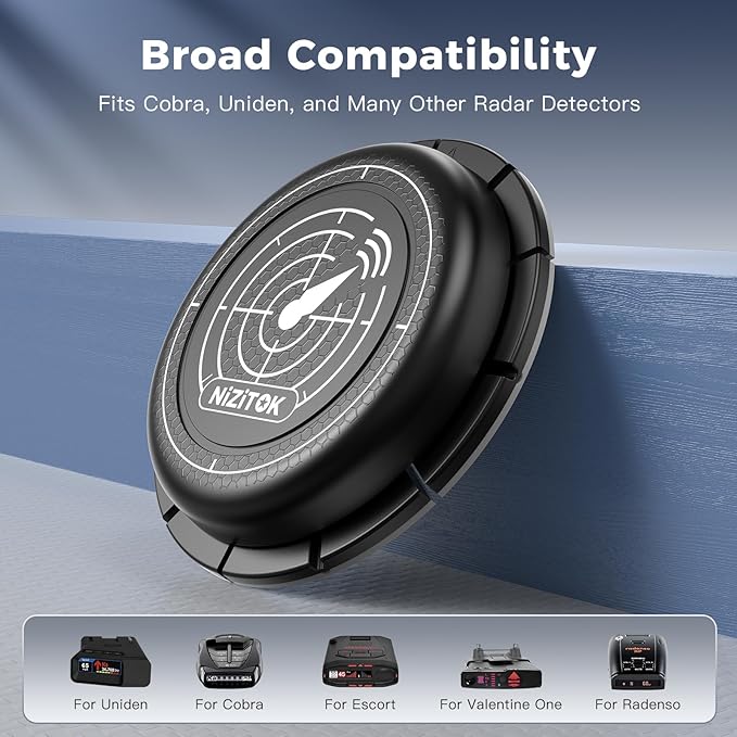 Magnetic Radar Detector Mount with N52 Strong Magnets, Adhesive Dashboard Holder for Escort, Uniden, and Other Radar Detectors, Stable Anti-Vibration Installation, Adjustable Viewing Angle