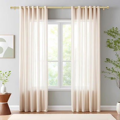 2 Pack Curtain Rods for Windows 28 to 48 Inch(2.3-4ft), 1 Inch Gold Curtain Rods Set, Adjustable Heavy Duty Curtain Rod for Patio Bedroom Living Room, Modern Drapery Rods, Size 32"- 60"