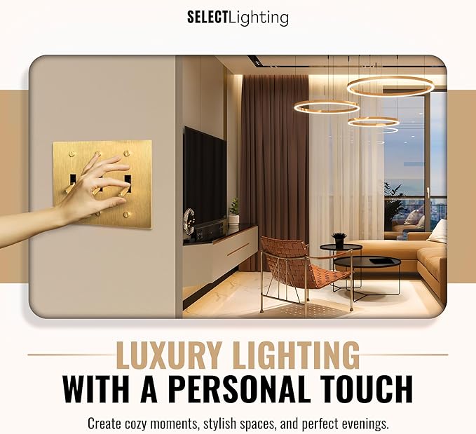 3-Gang Satin Solid Brass Plated Toggle Switch, 15A 120V AC Wall Mount, 3-Way Compatible Vintage Style Single Pole with Faceplate & Switch Module