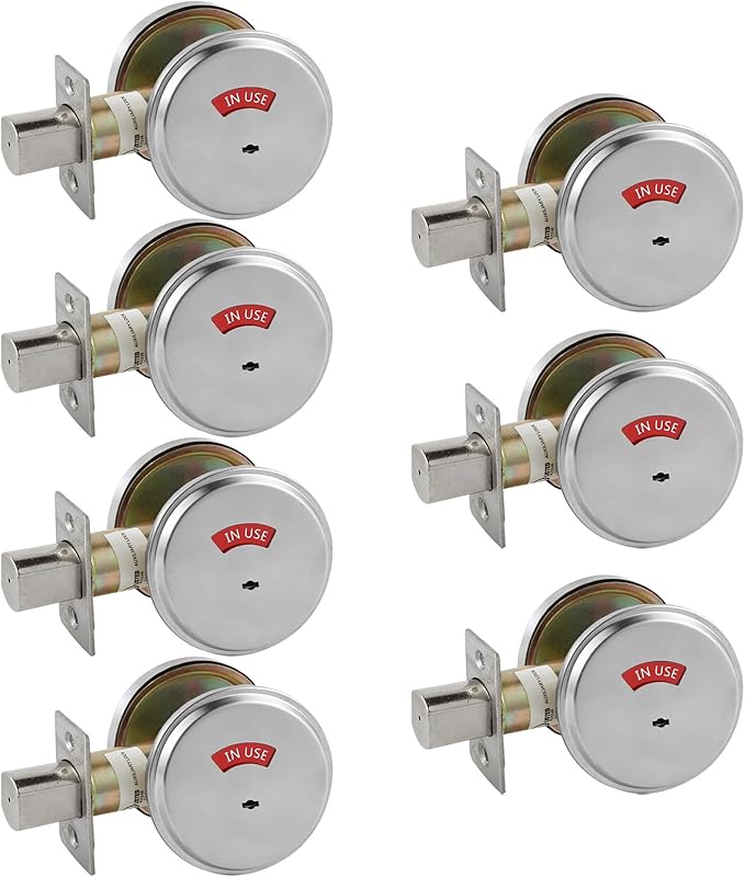 in-Use/Vacant Commercial Deadbolt, Heavy Duty Satin Chrome Grade 2 Privacy Indicator Deadbolt for Bathroom/Office, UL3 Hour Fire Rated, Left&Right Handed, 2 3/4" Backset, 7 Packs