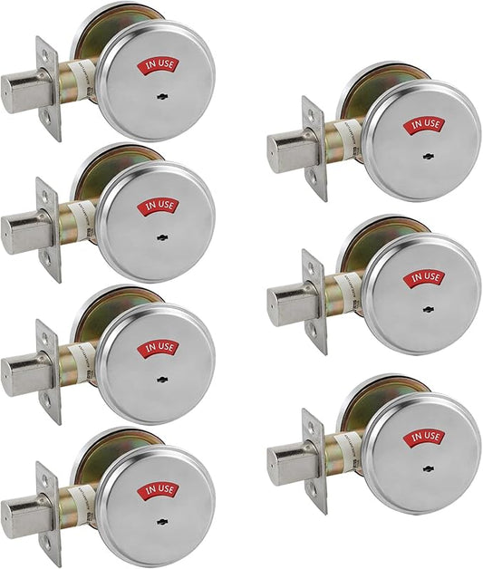 in-Use/Vacant Commercial Deadbolt, Heavy Duty Satin Chrome Grade 2 Privacy Indicator Deadbolt for Bathroom/Office, UL3 Hour Fire Rated, Left&Right Handed, 2 3/4" Backset, 7 Packs