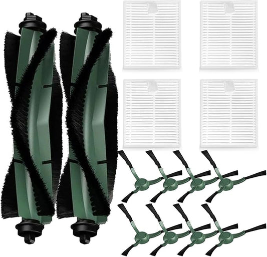 14 Pack Accessories Kit for iRobot Roomba Essential Series Q052-Vac2 105 Q0120 Y0140 Y0110 Q011 Robot Vacuum Cleaner,2 Roller Brush＆8 Side Brushes＆4 Hepa Filters (14 Packs)