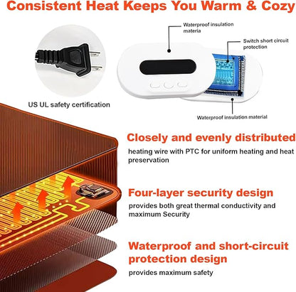 Heated Mouse Pad - Warm Mouse Pad - 6-Level Temperature Adjustment, Smart Temperature Control, LED Gaming Mouse Pad, 8-Hour Timer with Auto Shut-Off,31.5 x 15.7 inches