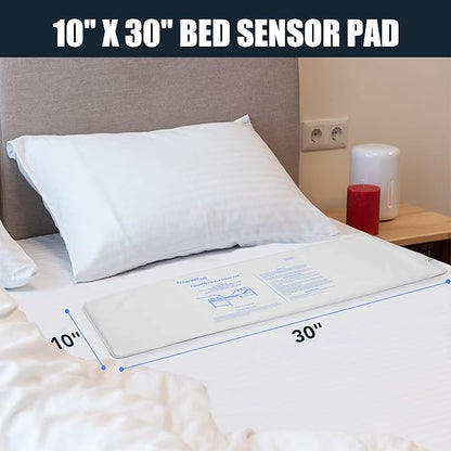 Patient Aid Patient Wireless Bed Alarm 10"x30" Mattress Pad with Motion Sensor, 3 Chime and Mounting Options, AC Adapter, Fall Prevention System for Seniors - Bed Alarms for Elderly - Mailbox Alert