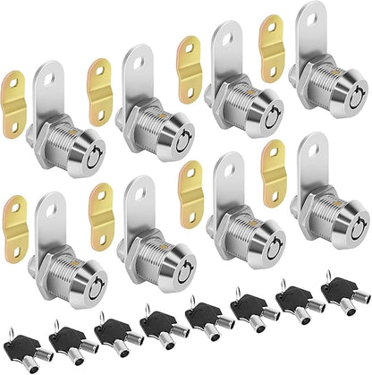 Cam Locks RV Storage Lock Keyed Alike,5/8" Cylinder Fits on 3/8" Max Door Thickness, RV Compartment, Camper, Trailer, Vending Machine Replacement Set with 16 Keys, Chrome Finish(8, 5/8 Inch)