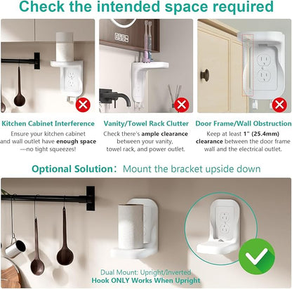 WALI Outlet Shelf Wall Holder, Fit for Duplex GFCI Decorative Outlet Shell A Space Saving for Smart Home, Speaker Mounts up to 20lbs with Cable Management (OSH001-W), White