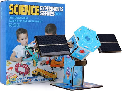 Playnovate Solar Satellite STEM Kit | DIY Space Toy for Kids | Build a Working Model with Motor | Includes QR Astronomy Tutorials | Birthday Gifts for Boys & Girls Age 8,9,10,11,12,13,14 Years