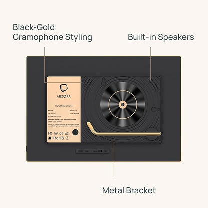 ARZOPA D10 Metal Digital Picture Frame 10.1" HD IPS Anti-Glare Touch Screen Load Photos & Videos Directly from Phone Ideal for Thoughtful Gifting Small and Exquisite - Champagne Gold
