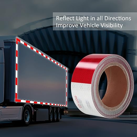 LLPT Reflective Tape 2” x 33 Ft DOT-C2 High Visibility Safety Tape Flexible Waterproof Intense Reflector for Trailer Truck Car RV Boat Camper Color White (RT203W)