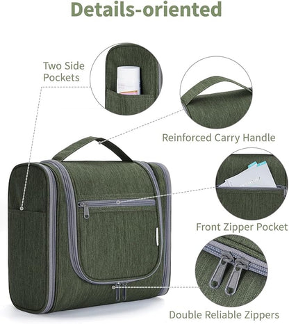 Narwey Hanging Toiletry Bag for Women Travel Makeup Bag Organizer Toiletries Bag Men for Cosmetics Essentials Accessories (Large, Army Green)