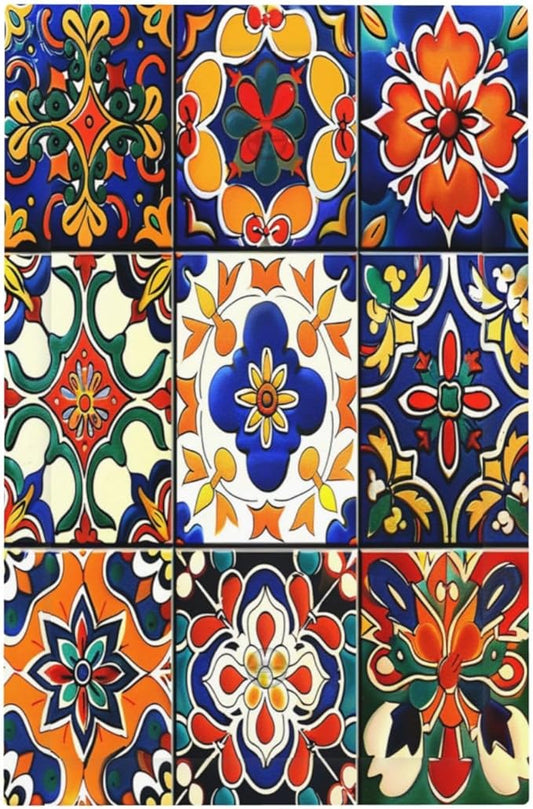 Light Switch Cover Plate Colorful Mexican Talavera Vintage Boho Floral 1 Gang No Device Blank Electrical Wall Plates Faceplate Decorative Switch Plate For Farmhouse Cabin Decor