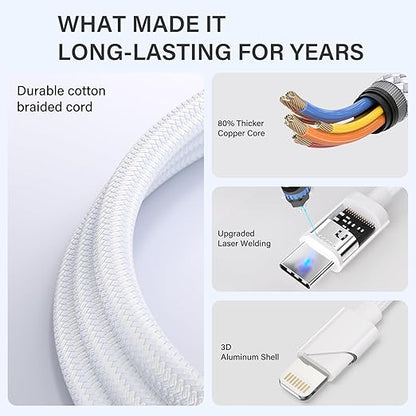 Travel Essentials,3 in 2 USB C Cable for Apple Watch Charger ，Multi Charging Cable Cord,Vacation Camping RV Essentials,Portable Designed for iWatch Series 11-2/Ultra/SE &iPhone 17-12-4FT