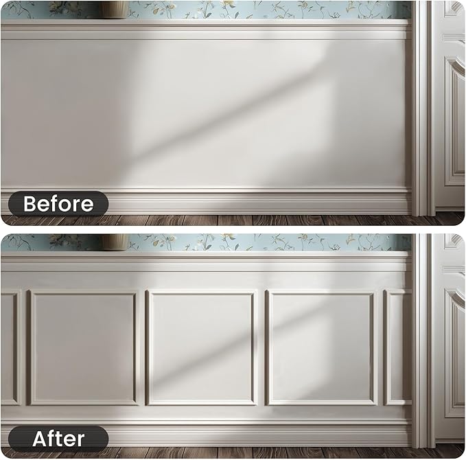 Peel and Stick Wainscoting Panels Kit, 3 Sets 20''x20'' Premade Wall Molding Peel and Stick Panels for Interior Wall Trim, Easy DIY Wainscoting Panels Peel and Stick Decor