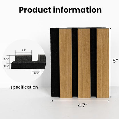 Sample Wood Salt Acoustic Wall Panels, Soundproof Wooden Wall Panels, 3D Fluted Sound Absorbing Panel, Teak, Sample Pack