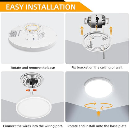 Hlite 4pack 9 Inch Flush Mount LED Ceiling Light Fixture,18W 1800LM Super Slim Light Fixtures Ceiling Mount 3000K/4000K/5000K 3CCT Selectable,Light Fixtures for Kitchen,Bedroom (White)