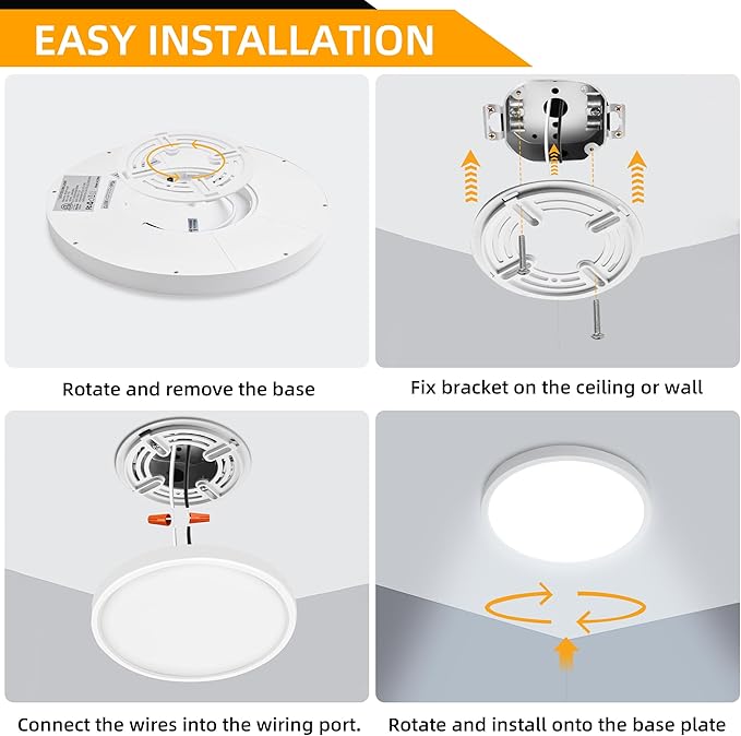 Hlite 6pack 9 Inch Flush Mount LED Ceiling Light Fixture,18W 1800LM Super Slim Light Fixtures Ceiling Mount 3000K/4000K/5000K 3CCT Selectable,Light Fixtures for Kitchen,Bedroom (White)