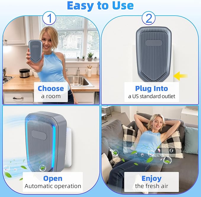 Negative Ion Air Purifier, Silent Plug-in Air Purifier,Mini Portable Air Ion Generator, Absorbing Smoke and Dust, Purifying Air is Suitable for Bedroom, Study, Kitchen, Bathroom and Living Room. (4)