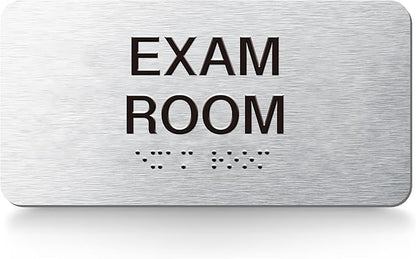 Exam Room Signs with Raised Text & Grade 2 Braille –, ADA Compliant, 7 Variants (EXAM, EXAM 1-6), Easy Install with Double-Sided Tape, Office & Medical Sign (7.8”W x 4”H)