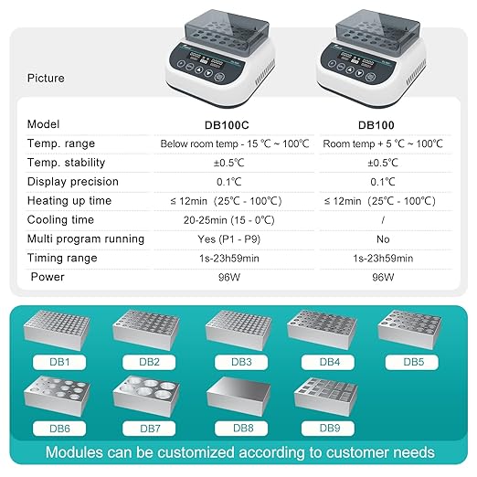 JOANLAB Dry Bath Incubator Digital Laboratory Thermostatic Dry Bath Heater with 1.5ml Heating Block (Heating&Cooling Function with 1.5ml*35 Block)