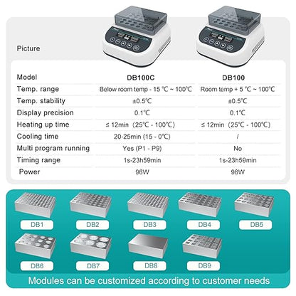 JOANLAB Dry Bath Incubator Digital Laboratory Thermostatic Dry Bath Heater with 1.5ml Heating Block (Heating&Cooling Function with 1.5ml*35 Block)