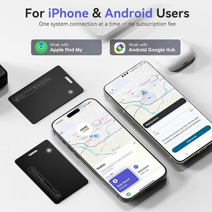 Wallet Tracker Card Air-Tag - for Android & iOS, Work with Google Find Hub & Apple Find My, 0.07in Slim Tracking Card, IP68 Waterproof Bluetooth Smart Item Locator for Luggage, Gifts for Men Women