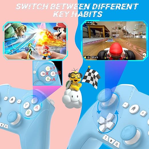 Bluetooth Controller for Switch/Mac/PC/Steam/Mobile Phone/iOS/Android//TV/iPad/Table/Apple Arcade MFi Games, switch pro controller wireless with Adjustable Dual Motion,Turbo,Macros,6-Axis,Wake Up for Black Myth: Wukong (Black) (Purple) (White Blue)