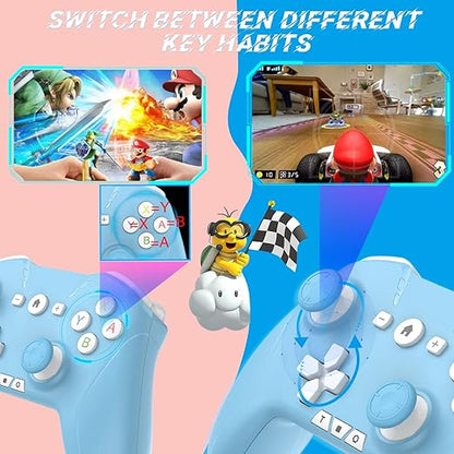 Bluetooth Controller for Switch/Mac/PC/Steam/Mobile Phone/iOS/Android//TV/iPad/Table/Apple Arcade MFi Games, switch pro controller wireless with Adjustable Dual Motion,Turbo,Macros,6-Axis,Wake Up for Black Myth: Wukong (Black) (Purple) (White Blue)