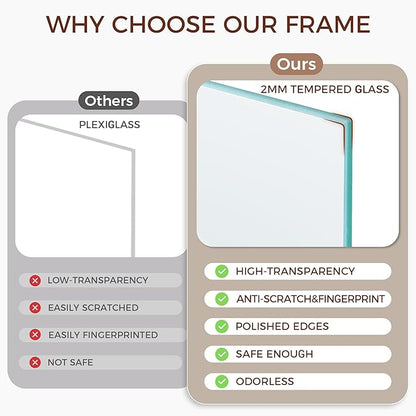 Natural Oak 8x10 Picture Frames Set of 3, Solid Oak Wood Frame, Matted to 5x7, Tempered Glass, Wall & Tabletop, 3 Pack