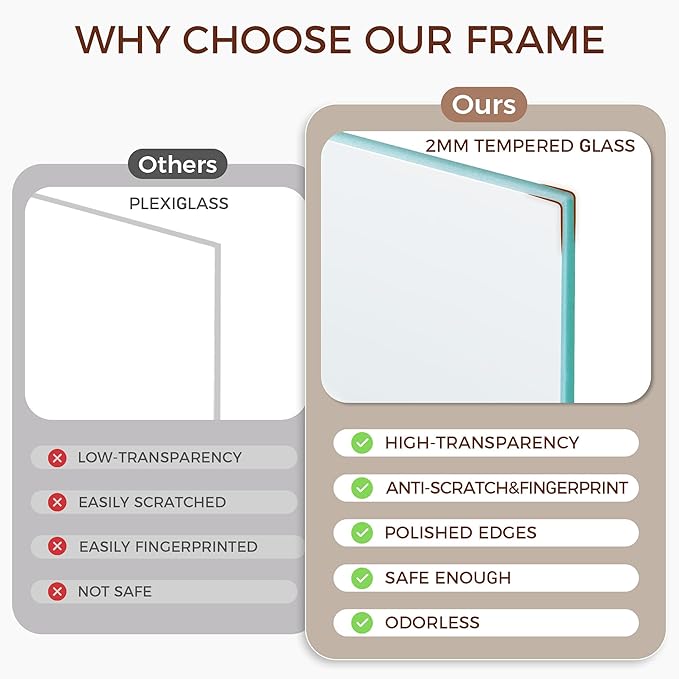 Fun Memories 12x12 Picture Frame Set of 3, Rustic Walnut Oak Wood Frame 12 x 12 with Tempered Glass, Wall Collage Frame 12 by 12