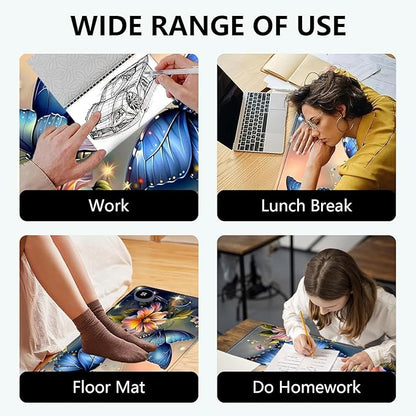 Heated Mouse Pad with 3 Levels Heated & 3 Hours Auto Shut-Off Mouse Pad for Warming Hands in Office Home, 31.5" x 13"Large Safe Desk Mat Hand Warmer，Blue Butterfly