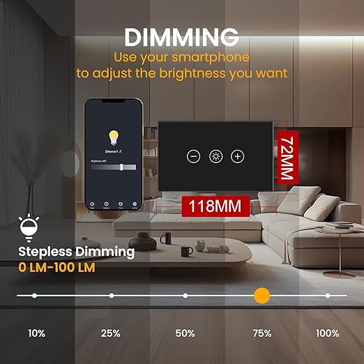 Smart Dimmer Switch Neutral Wire Required, 2.4GHz WiFi Dimmer Light Switch with Remote Voice Control, Tempered Glass Panel, Compatible with Alexa and Google Home, Black WiFi Dimmer