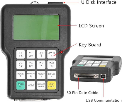 CNC Offline Controller, 3 Axes CNC DSP Remote Hand Control Supports High Microstepping Offline Control Module, Control Board USB Port CNC Router Controller for CNC Lathe Engraving Milling Machine