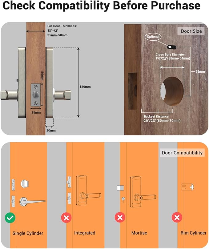 TMEZON Smart Door Lock, Fingerprint Smart Lock for Front Door, Keyless Entry Door Lock, Keypad Door Lock with with Handle, IP66 Weatherproof Electronic Door Lock Home Security