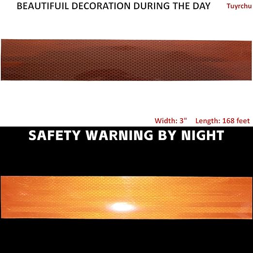 Non Fading Brown Reflective Tape Outdoor Waterproof 3 inch Wide, High Visibility Warning Industrial Marking Tape, Safety Stickers (168 feet)