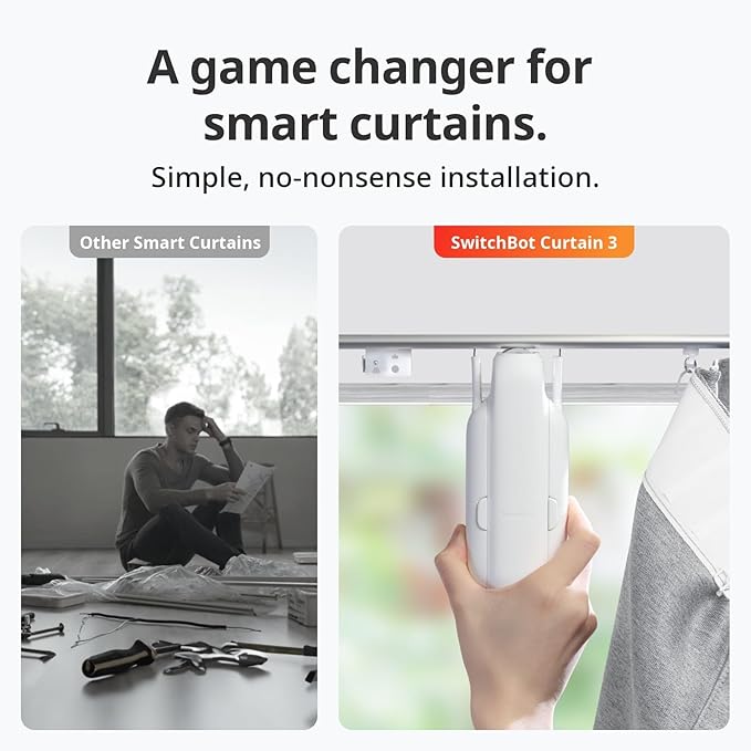SwitchBot Automatic Curtain Opener with Remote - Bluetooth Remote Control Smart Curtain with App, Upgraded High-Performance Motor, Add SwitchBot Hub to Work with Alexa, Google Home, HomeKit (Curtain 3