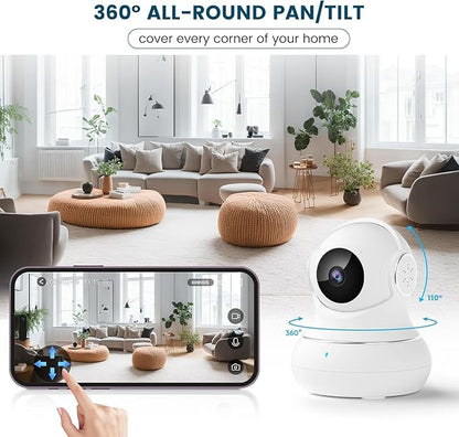 litokam 360 Cameras for Home Security 2K, 2 Pack Indoor Security Camera for Baby/Pet/Nanny with Night Vision, 2.4 GHz Smart WiFi Cam with Motion Detection & Two Way Audio